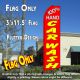 100% HAND CAR WASH (Red) Flutter Feather Banner Flag (11.5 x 3 Feet)