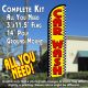 Car Wash (Yellow/Checkered) Windless Feather Banner Flag Kit (Flag, Pole, & Ground Mt)