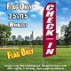 CHECK IN maroon white bold flutter flag