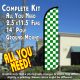 Checkered GREEN/WHITE Windless Feather Banner Flag Kit (Flag, Pole, & Ground Mt)