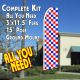 Checkered RED/WHITE/BLUE Flutter Feather Banner Flag Kit (Flag, Pole, and Ground Mount)
