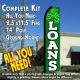 LOANS (Green/White) Flutter Feather Banner Flag Kit (Flag, Pole, & Ground Mt)