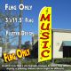 MUSIC (Yellow) Flutter Feather Banner Flag (11.5 x 3 Feet)
