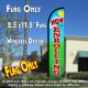 NOW ENROLLING (Blue/Green) Windless Polyknit Feather Flag (2.5 x 11.5 feet)