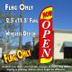 NOW OPEN (Yellow/Red) Windless Polyknit Feather Flag (2.5 x 11.5 feet)