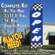 OPEN (Blue/Checkered) Flutter Feather Banner Flag Kit (Flag, Pole, & Ground Mt)