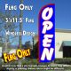 Open (Blue/White) Windless Polyknit Feather Flag (3 x 11.5 feet)