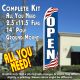 OPEN (Patriotic) Flutter Feather Banner Flag Kit (Flag, Pole, & Ground Mt)