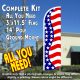 US Flag Pattern (Horizontal Waves) Windless Feather Banner Flag Kit (Flag, Pole, & Ground Mt)