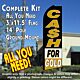 CASH FOR GOLD (Black/White/Gold) Flutter Feather Banner Flag Kit (Flag, Pole, & Ground Mt)