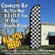 Checkered BLACK/WHITE Windless Feather Banner Flag Kit (Flag, Pole, & Ground Mt)