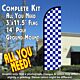 Checkered BLUE/WHITE Windless Feather Banner Flag Kit (Flag, Pole, & Ground Mt)