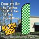 Checkered GREEN/WHITE Windless Feather Banner Flag Kit (Flag, Pole, & Ground Mt)