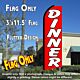 DINNER (Red) Flutter Feather Banner Flag (11.5 x 3 Feet)