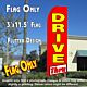 DRIVE THRU (Red/White) Flutter Feather Banner Flag (11.5 x 3 Feet)