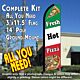 FRESH HOT PIZZA (Tri-Color) Flutter Feather Banner Flag Kit (Flag, Pole, & Ground Mt)