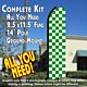 Checkered GREEN/WHITE Flutter Feather Banner Flag Kit (Flag, Pole, & Ground Mt)