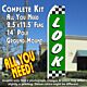 LOOK (Checkered) Flutter Feather Banner Flag Kit (Flag, Pole, & Ground Mt)