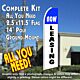 NOW LEASING (Blue/White) Flutter Feather Banner Flag Kit (Flag, Pole, & Ground Mt)