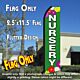 NURSERY (Green/White) Flutter Polyknit Feather Flag (11.5 x 2.5 feet)