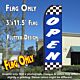 OPEN (Blue/Checkered) Flutter Feather Banner Flag (11.5 x 3 Feet)