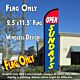 OPEN SUNDAYS (Red/Blue) Windless Feather Banner Flag (2.5 x 11.5 Feet)