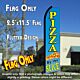 PIZZA BY THE SLICE (Blue/Yellow) Flutter Polyknit Feather Flag (11.5 x 2.5 feet)