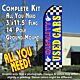 QUALITY USED CARS (Blue/Checkered) Flutter Feather Banner Flag Kit (Flag, Pole, & Ground Mt)