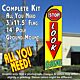 STOP LOOK SAVE (Yellow/Green) Flutter Feather Banner Flag Kit (Flag, Pole, & Ground Mt)