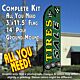 TIRES SALE (Green) Flutter Feather Banner Flag Kit (Flag, Pole, & Ground Mt)