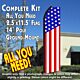 USA American (Vertical Classic) Flutter Feather Banner Flag Kit (Flag, Pole, & Ground Mt)