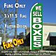 WE SELL BOXES (Green) Flutter Feather Banner Flag (11.5 x 3 Feet)