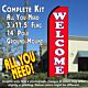 WELCOME (Red/White) Flutter Feather Banner Flag Kit (Flag, Pole, & Ground Mt)