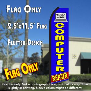 COMPUTER REPAIR (Blue/Yellow) Flutter Polyknit Feather Flag (11.5 x 2.5 feet)