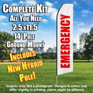 Emergency (White/Red) Econo Feather Banner Flag Kit