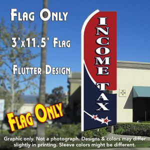 INCOME TAX (Stars/Swirls) Flutter Feather Banner Flag (11.5 x 3 Feet)