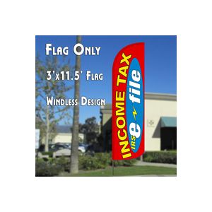 Income Tax e-file (Red/Yellow) Windless Polyknit Feather Flag (3 x 11.5 feet)