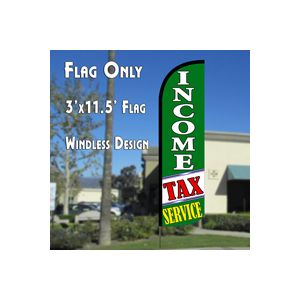 Income Tax Service (Green/White) Windless Polyknit Feather Flag (3 x 11.5 feet)