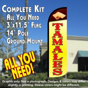 Tamales Windless Feather Banner Flag Kit (Flag, Pole, & Ground Mt)